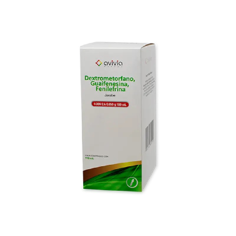 Dextrometorfano, Guaifenesina, Fenilefrina Jarabe 118 ml